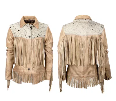Pre-owned Sts Ranchwear Womens Frontier Palomino/cowhide Leather Leather Jacket