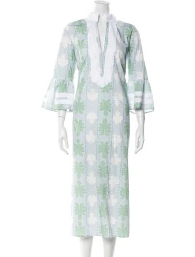 Pre-owned Sts Sail To Sable Floral Print Knee-length Dress In Blue