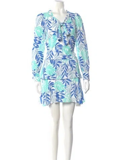 Pre-owned Sts Sail To Sable Floral Print Mini Dress In Blue