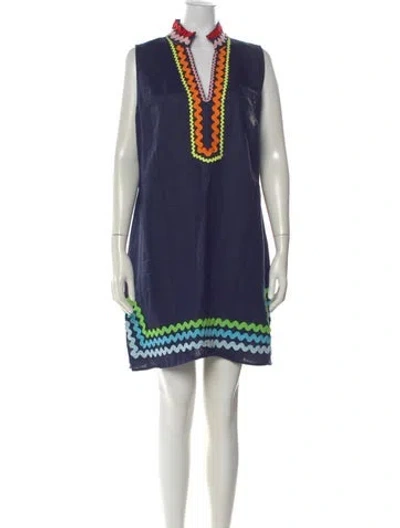 Pre-owned Sts Sail To Sable Linen Mini Dress In Blue