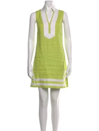 Pre-owned Sts Sail To Sable Linen Mini Dress In Green