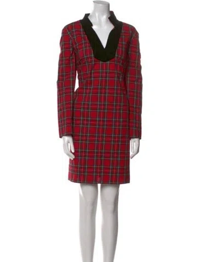 Pre-owned Sts Sail To Sable Plaid Print Knee-length Dress In Red