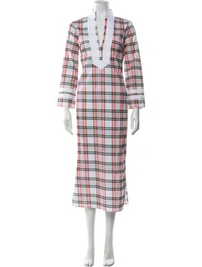 Pre-owned Sts Sail To Sable Plaid Print Long Dress In Multi