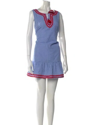 Pre-owned Sts Sail To Sable Plaid Print Mini Dress In Blue