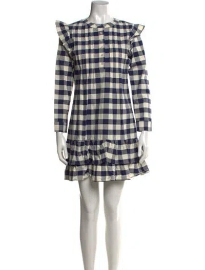 Pre-owned Sts Sail To Sable Plaid Print Mini Dress In Blue