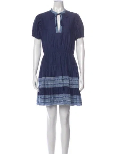 Pre-owned Sts Sail To Sable Printed Knee-length Dress In Blue