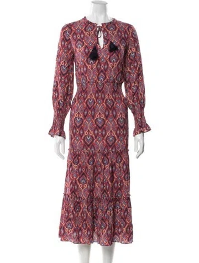 Pre-owned Sts Sail To Sable Printed Midi Length Dress In Red