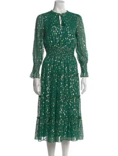 Pre-owned Sts Sail To Sable Silk Midi Length Dress In Green