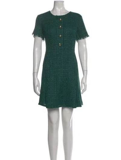 Pre-owned Sts Sail To Sable Tweed Pattern Mini Dress In Green