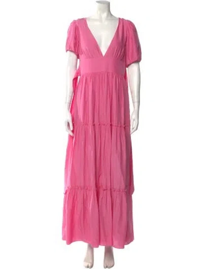 Pre-owned Sts Sail To Sable V-neck Long Dress In Pink