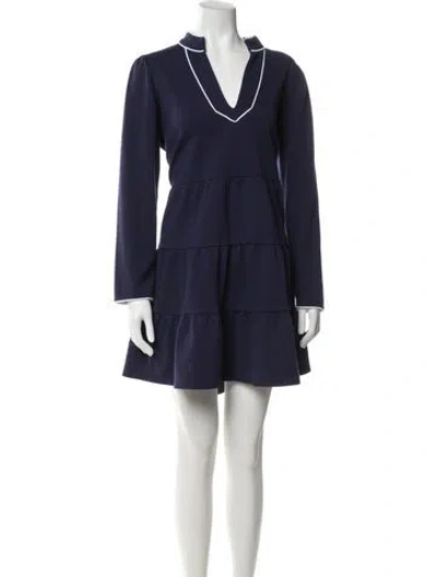 Pre-owned Sts Sail To Sable V-neck Mini Dress In Blue