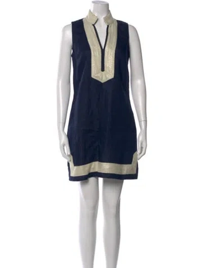 Pre-owned Sts Sail To Sable V-neck Mini Dress In Blue