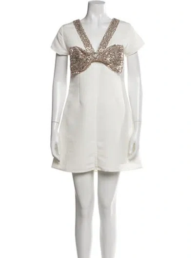 Pre-owned Sts Sail To Sable V-neck Mini Dress In White