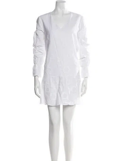Pre-owned Sts Sail To Sable V-neck Mini Dress In White