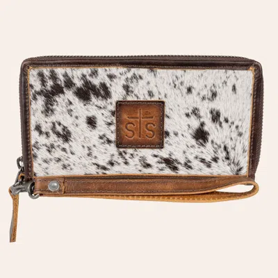 Sts Vaquero Brown & White Cowhide Bifold Wallet