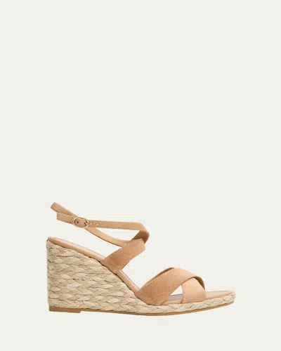 Stuart Weitzman 100mm Alyssa Suede Espadrille Wedge Sandals In Multi