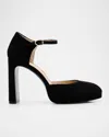 Stuart Weitzman 100mm Babette Suede Platform Pumps In Black
