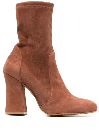 Stuart Weitzman 100mm Block-heel Boots In Brown