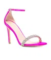 Stuart Weitzman Satin Strappy Sandals With Embellished Ankle Strap In Pink