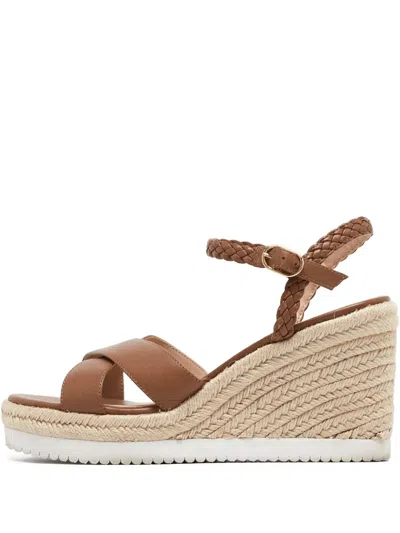 Pre-owned Stuart Weitzman 100mm Braided-strap Wedge Sandals