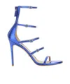 Stuart Weitzman Satin Strappy Sandals With Stiletto Heel In Blue