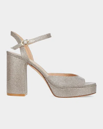 Stuart Weitzman 100mm Dayna Ii Metallic Platform Ankle-strap Sandals In Multi