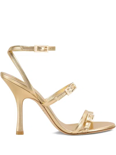Stuart Weitzman 100mm Georgie Sandals In Gold