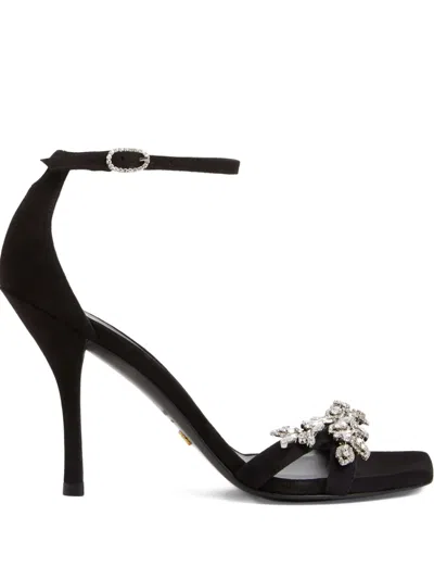Stuart Weitzman 100mm Nudist Vow Crystal-embellished Sandals In Black
