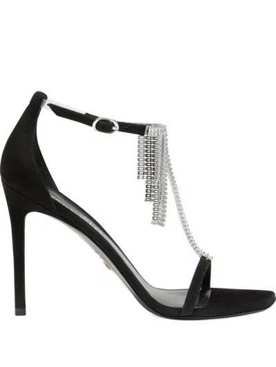 Stuart Weitzman 100mm Nudistcurve Superglam Crystal-fringe Sandals In Multi