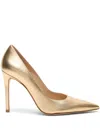 Stuart Weitzman 100mm Stuart Power Metallic-leather Pointed-toe Pumps In Silver