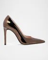 Stuart Weitzman 100mm Stuart Power Patent Leather Pumps In Brown