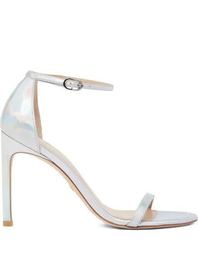Stuart Weitzman 105mm Iridescent-effect Sandals In Silver