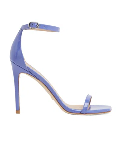 Stuart Weitzman 105mm Patent Leather Sandals In Blue