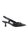 Stuart Weitzman Eyelet Leather Kitten Heel Slingback Pumps In Black