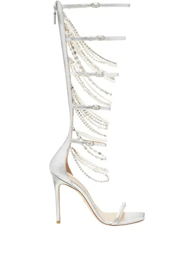 Stuart Weitzman 110mm Nudist Pearldrop Gladiator Sandals In Silver
