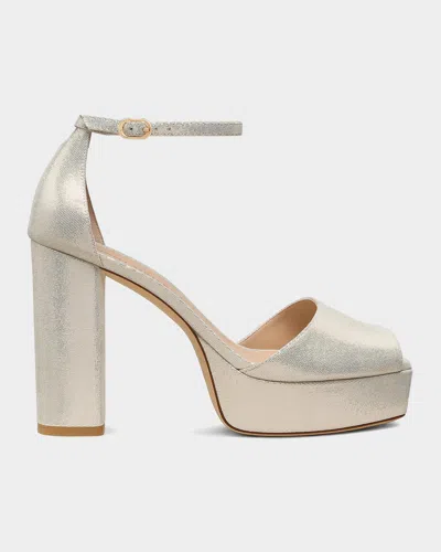 Stuart Weitzman 110mm Sabrina Platform Ankle-strap Sandals In Silver