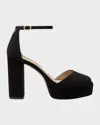 Stuart Weitzman 110mm Sabrina Suede Platform Sandals In Black