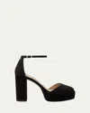 Stuart Weitzman 110mm Sabrina Suede Platform Sandals In Black