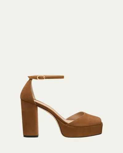 Stuart Weitzman 110mm Sabrina Suede Platform Sandals In Brown