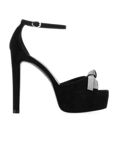 Stuart Weitzman 125mm Embellished-bow Detail Sandals In Black