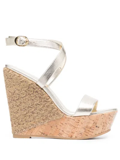 Stuart Weitzman 130mm Open-toe Platform Sandals In Gold