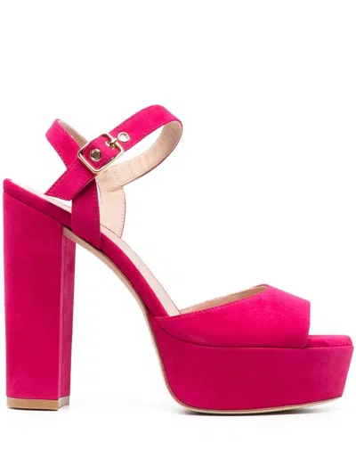 Stuart Weitzman 135mm Platform Suede Sandals In Pink