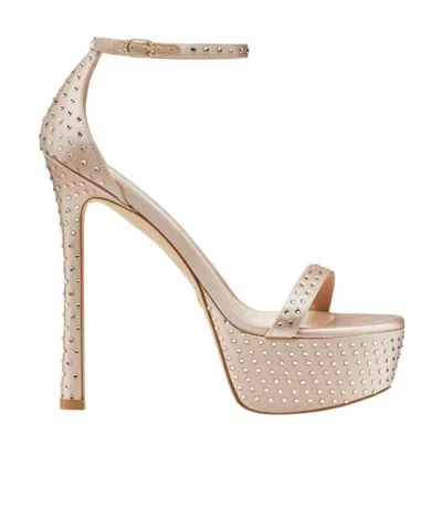 Stuart Weitzman 150mm Rhinestone Platform Sandals In Nude