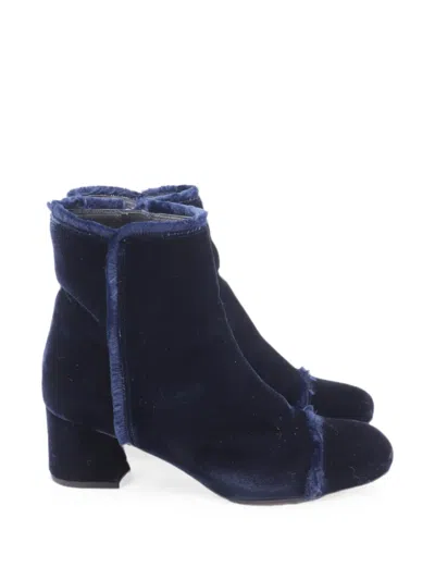 Pre-owned Stuart Weitzman 2010s Raw-edge Trim Boots In Blue