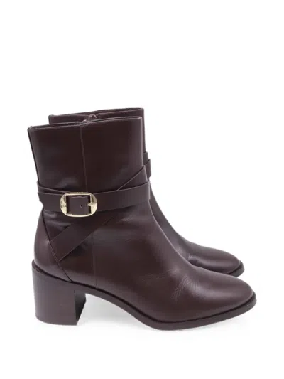 Pre-owned Stuart Weitzman 2020s Esme Buckled Ankle Boots In Brown