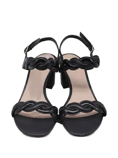 Pre-owned Stuart Weitzman 2024 Twist Braided Sandals In Black