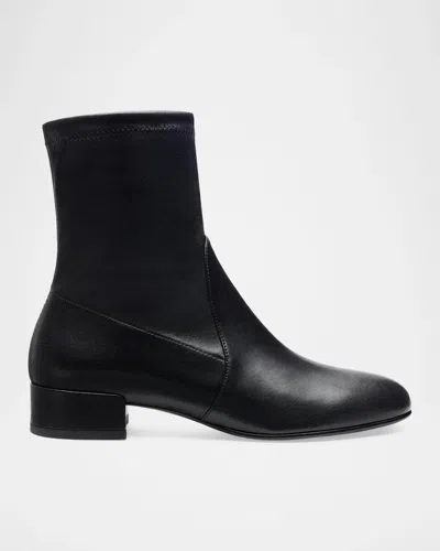 Stuart Weitzman 25mm Bacari Stretch Leather Ankle Boots In Black