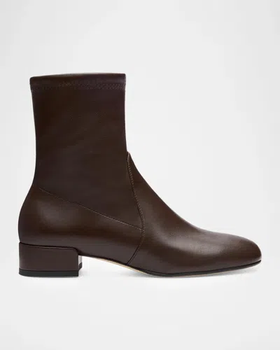 Stuart Weitzman 25mm Bacari Stretch Leather Ankle Boots In Brown