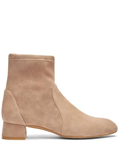 Stuart Weitzman 35mm Grace Sock Ankle Boots In Beige