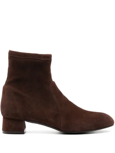 Stuart Weitzman 35mm Grace Sock Booties In Brown
